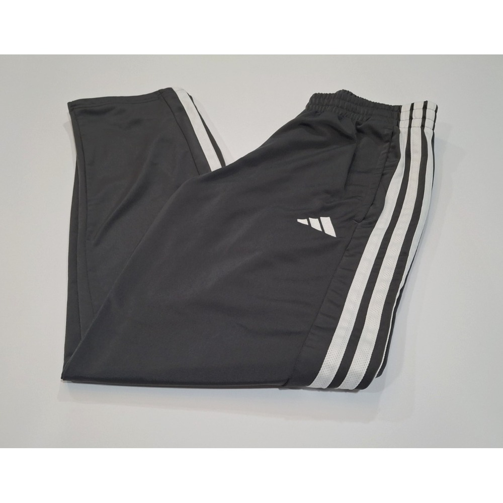 Adidas Mens Tricot Track Pants Gray White Three Stripes Ankle Zipper M 3S TRICOT